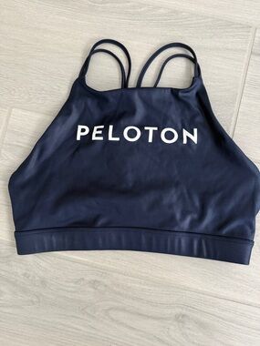 Peloton Strappy High-Neck Sports Bra, metallic blue - size M